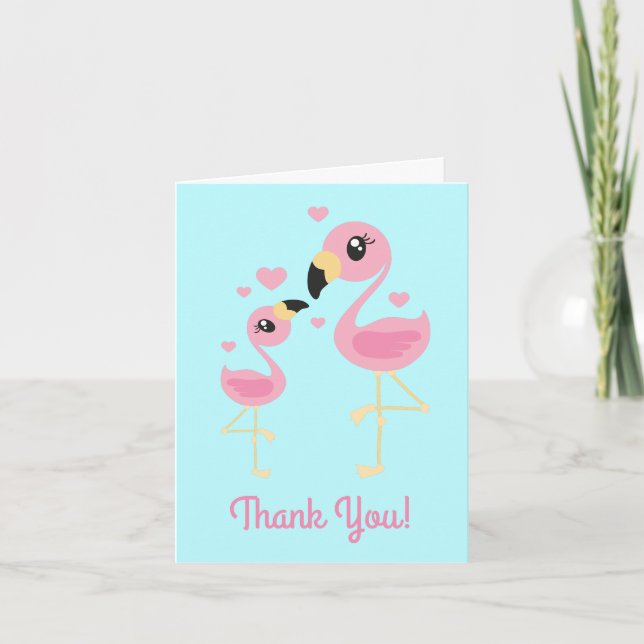 Flamingo Baby Shower Cute Tropical Thank You Card (Front)