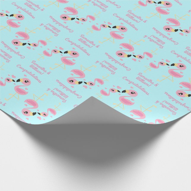 Flamingo Baby Shower Cute Tropical Wrapping Paper (Corner)