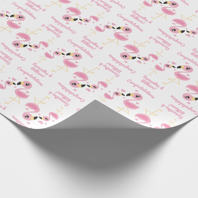 Flamingo Baby Shower Cute Tropical Wrapping Paper (Corner)