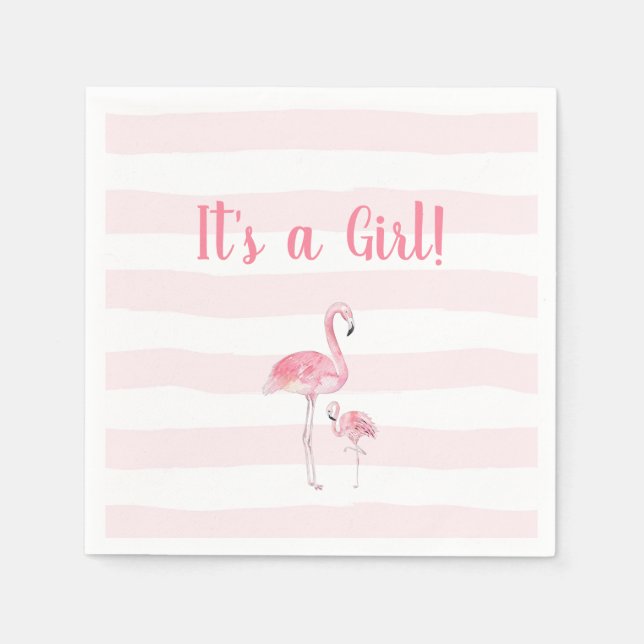 Flamingo baby shower decor napkin (Front)
