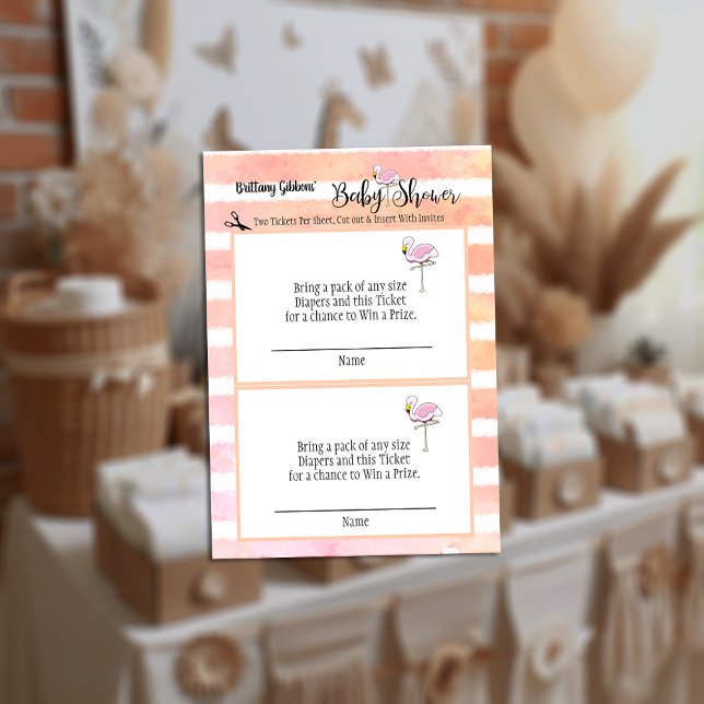 Flamingo Baby Shower Diaper Raffle Enclosure Card (Creator Uploaded)
