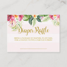 Flamingo baby shower diaper raffle insert card