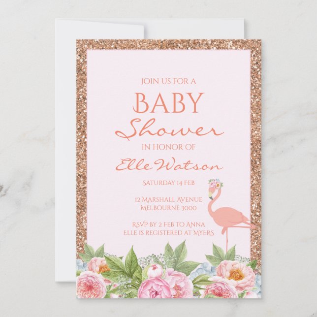 Flamingo Baby Shower Invitation (Front)