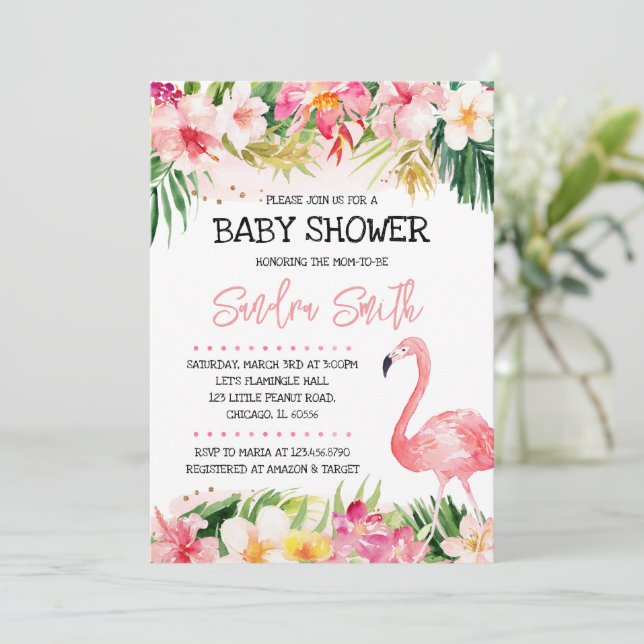 Flamingo Baby Shower Invitation (Standing Front)