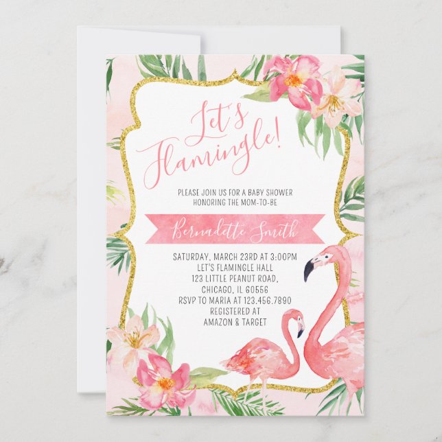 Flamingo Baby Shower Invitation (Front)