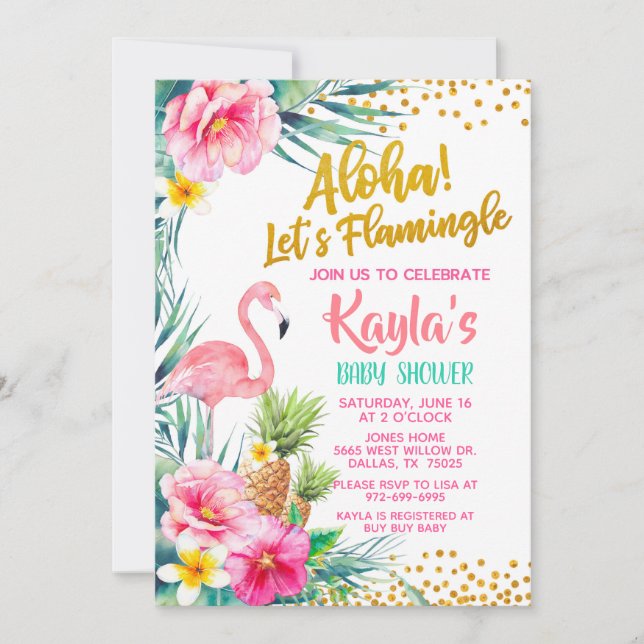 Flamingo Baby Shower Invitation (Front)