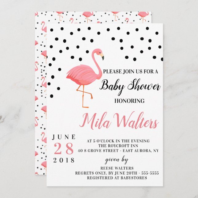 Flamingo Baby Shower Invitation (Front/Back)