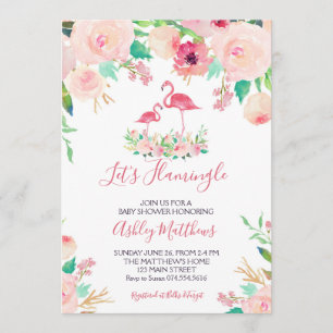 Flamingo Baby shower Invitation, Flamingo Shower Invitation