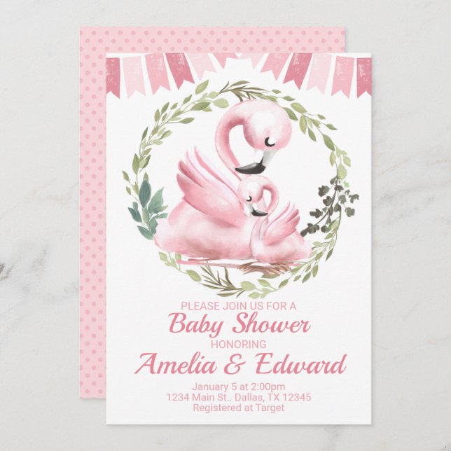 Flamingo Baby Shower Invitation Invite (Front/Back)