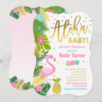 Flamingo Baby Shower Invitation Tropical Shower