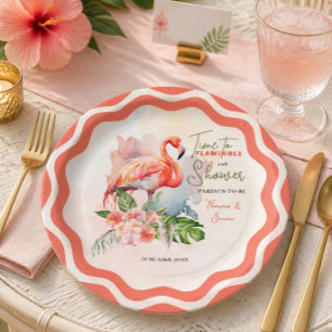 Flamingo Baby Shower Paper Plate