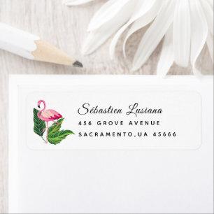 Flamingo  Baby Shower Return Address Label
