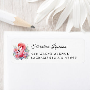 Flamingo  Baby Shower Return Address Label