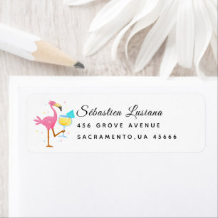 Flamingo  Baby Shower Return Address Label