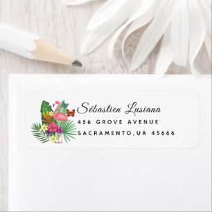 Flamingo  Baby Shower Return Address Label