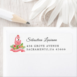Flamingo  Baby Shower Return Address Label