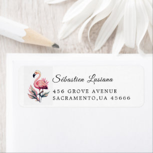 Flamingo  Baby Shower Return Address Label