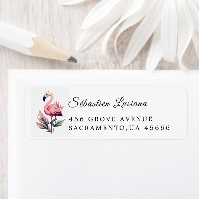 Flamingo  Baby Shower Return Address Label (Insitu)