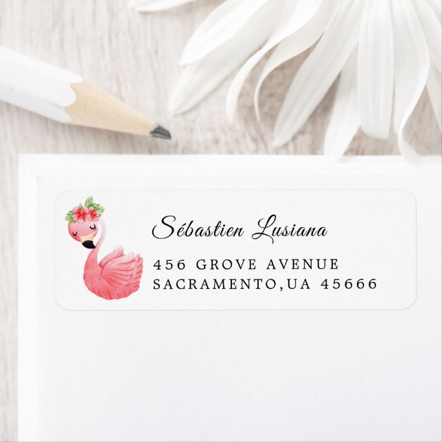 Flamingo  Baby Shower Return Address Label (Insitu)