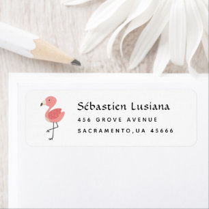 Flamingo  Baby Shower Return Address Label