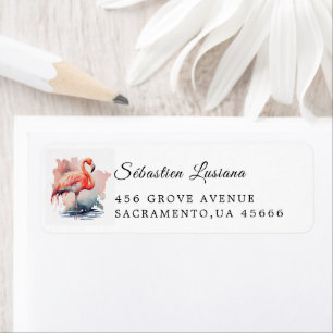 Flamingo  Baby Shower Return Address Label