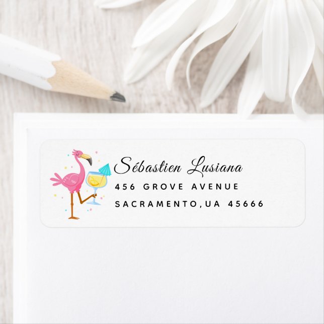 Flamingo  Baby Shower Return Address Return Address Label (Insitu)