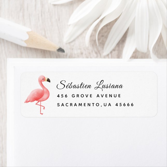 Flamingo  Baby Shower Return Address Return Address Label (Insitu)