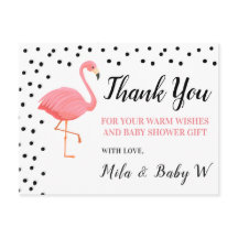 Flamingo Baby Shower Thank You Post Card