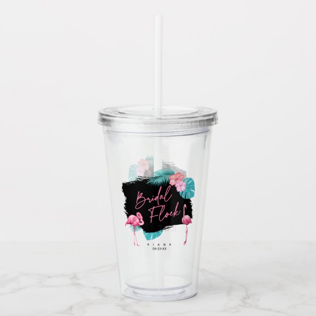 Flamingo Bachelorette Bridal Flock ID930 Acrylic Tumbler (Front)