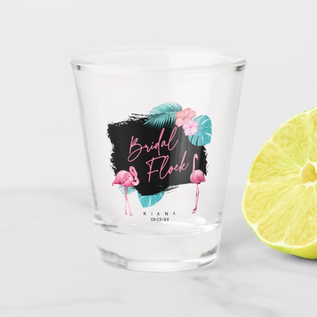 Flamingo Bachelorette Bridal Flock ID930 Shot Glass (Front)