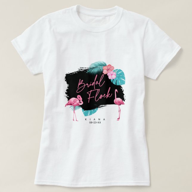 Flamingo Bachelorette Bridal Flock ID930 T-Shirt (Design Front)
