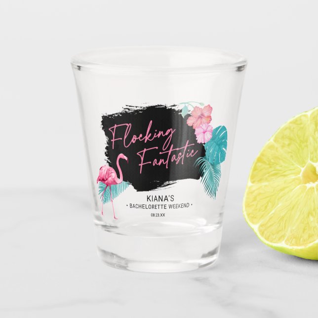 Flamingo Bachelorette Flocking Fantastic V2 ID930 Shot Glass (Front)