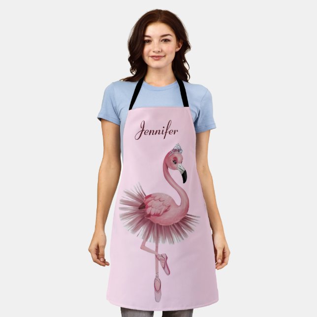 Flamingo Ballet Dancer Personalised Apron (Worn)