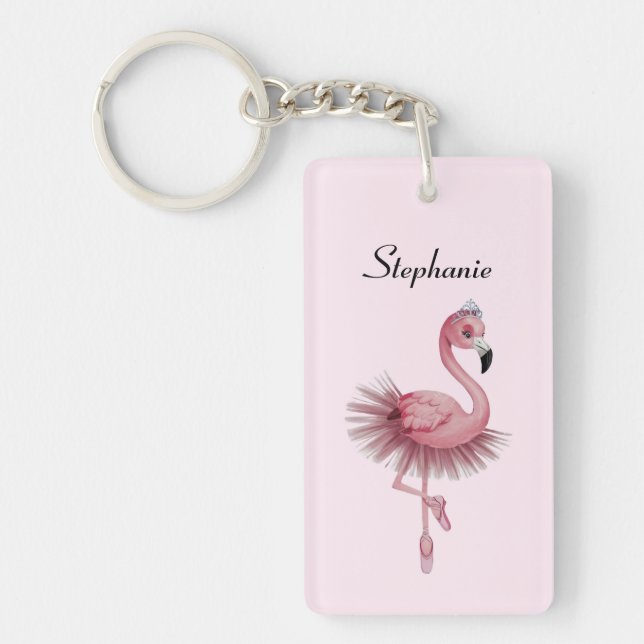 Flamingo Ballet Dancer Personalised Key Ring (Front)