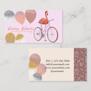 Flamingo Balloons Modern Event Planning Business C Card
