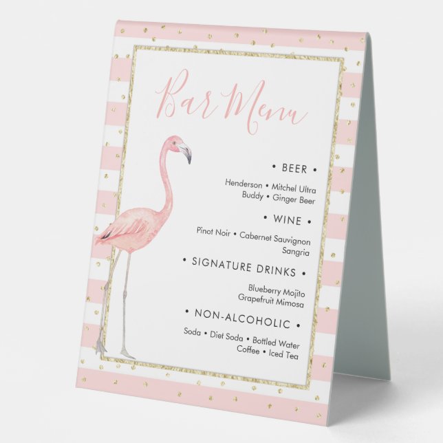 Flamingo Bar Menu double sided Pedestal Sign (Front)