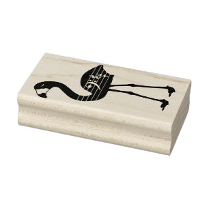 Flamingo Bass Clef Rubber Stamp (Facing Left)