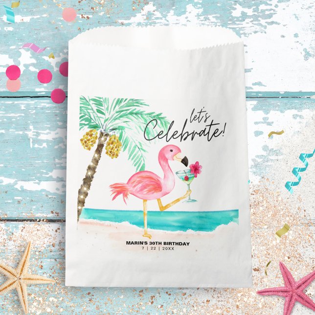 Flamingo Beach Party Tropical Birthday  Favour Bag (Creator Uploaded)