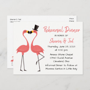 Flamingo Beach Tropical Wedding Rehearsal Dinner Invitation Postcard
