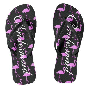 Flamingo beach wedding flip flops for bridesmaids