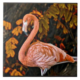 Flamingo, beautiful wading bird ceramic tile