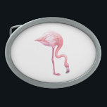 Flamingo Belt Buckle<br><div class="desc">Watercolor painting of a pink flamingo bird</div>