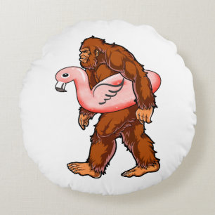 Flamingo Bigfoot Round Cushion