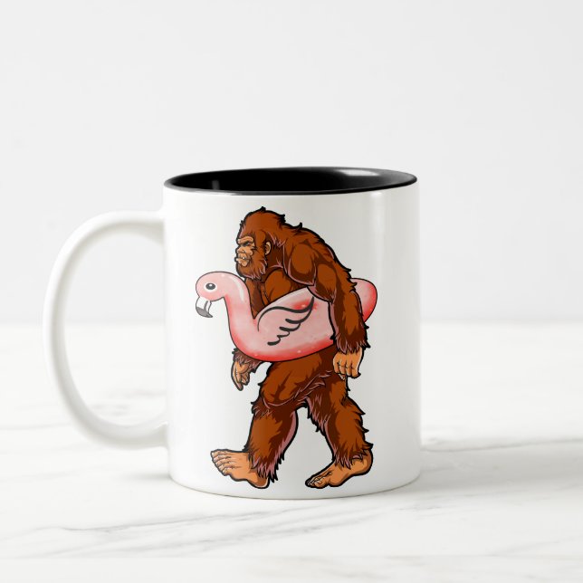 Flamingo Bigfoot  Two-Tone Coffee Mug (Left)