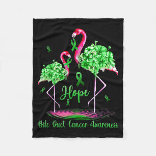Flamingo Bile Duct Cancer Awareness Illustration Fleece Blanket