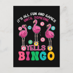 Flamingo Bingo Funny Postcard