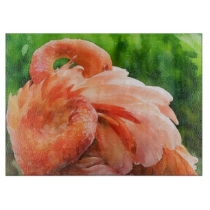 Flamingo Bird Art Glass Cutting Board