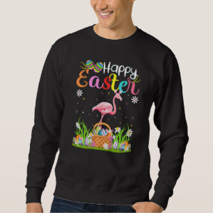 Flamingo Bird Bunny Egg Hunting Funny Flamingo Hap Sweatshirt