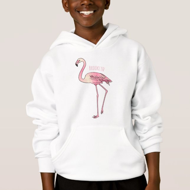 Flamingo bird cartoon illustration  (Front)