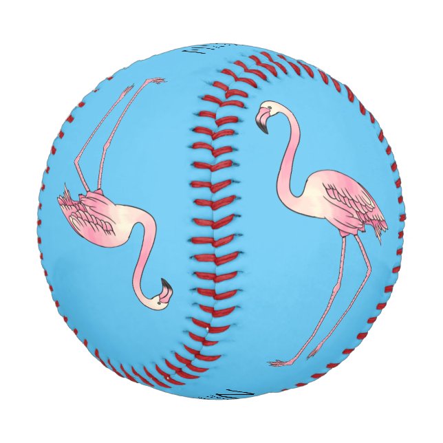 Flamingo bird cartoon illustration  baseball (Angled)